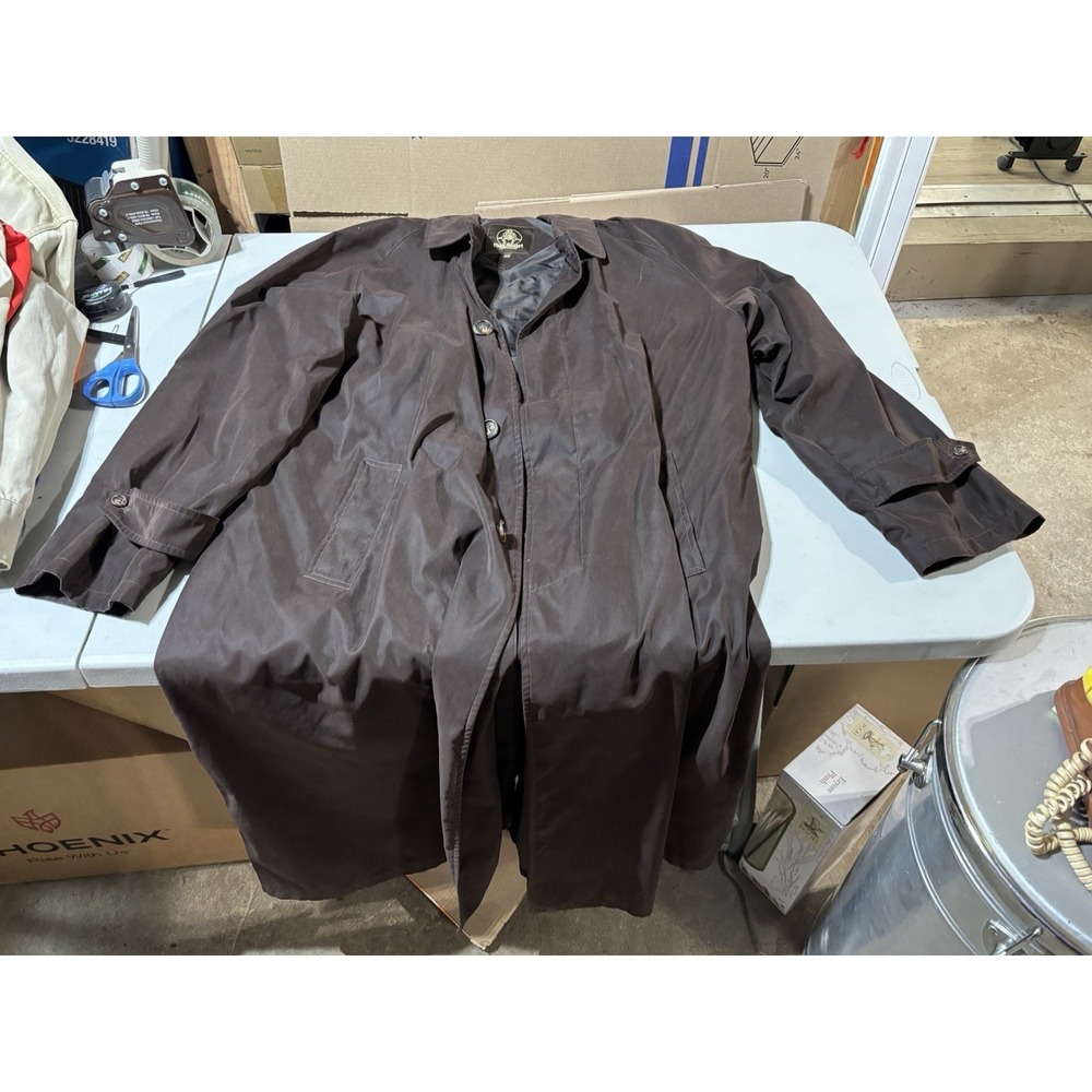 Vintage Paul Stuart Men's Trench Coat, Sz 44, Brown, Belseta Microfiber IT,Italy